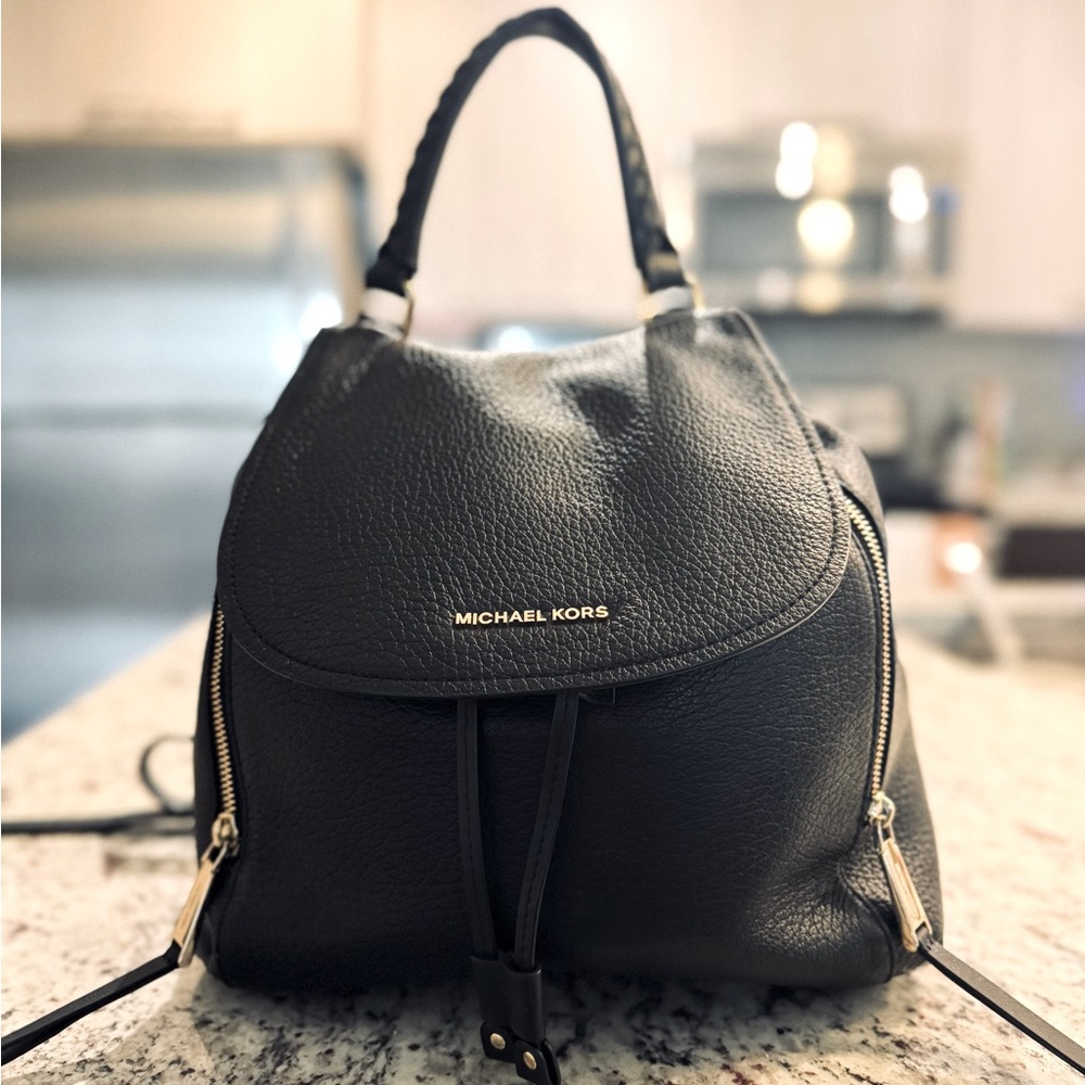Michael Kors Black Backpack with Structured Design
